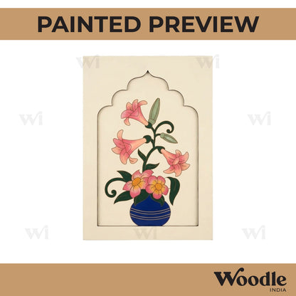 Flower Vase Jharokha Pre Marked MDF Design 1