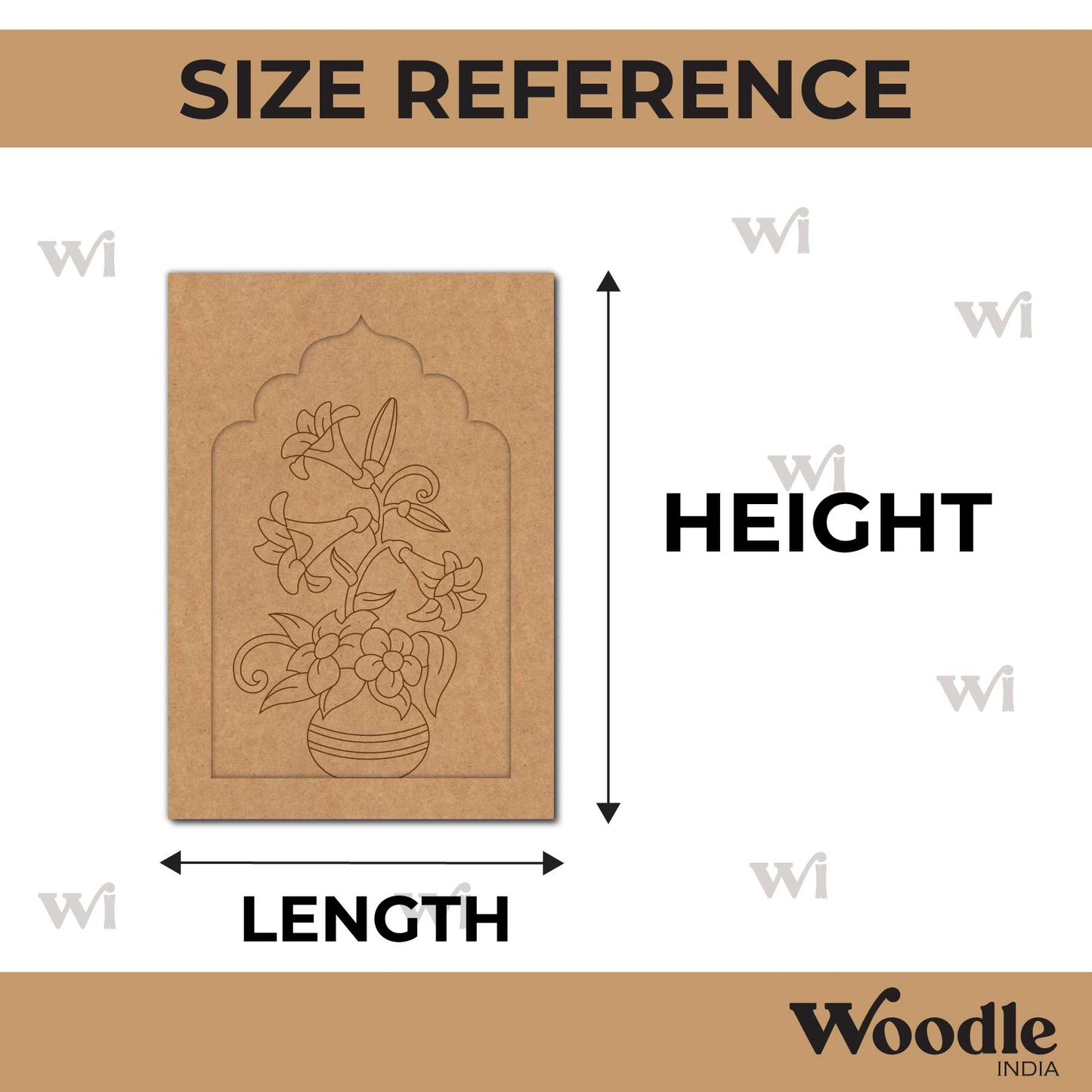 Flower Vase Jharokha Pre Marked MDF Design 1