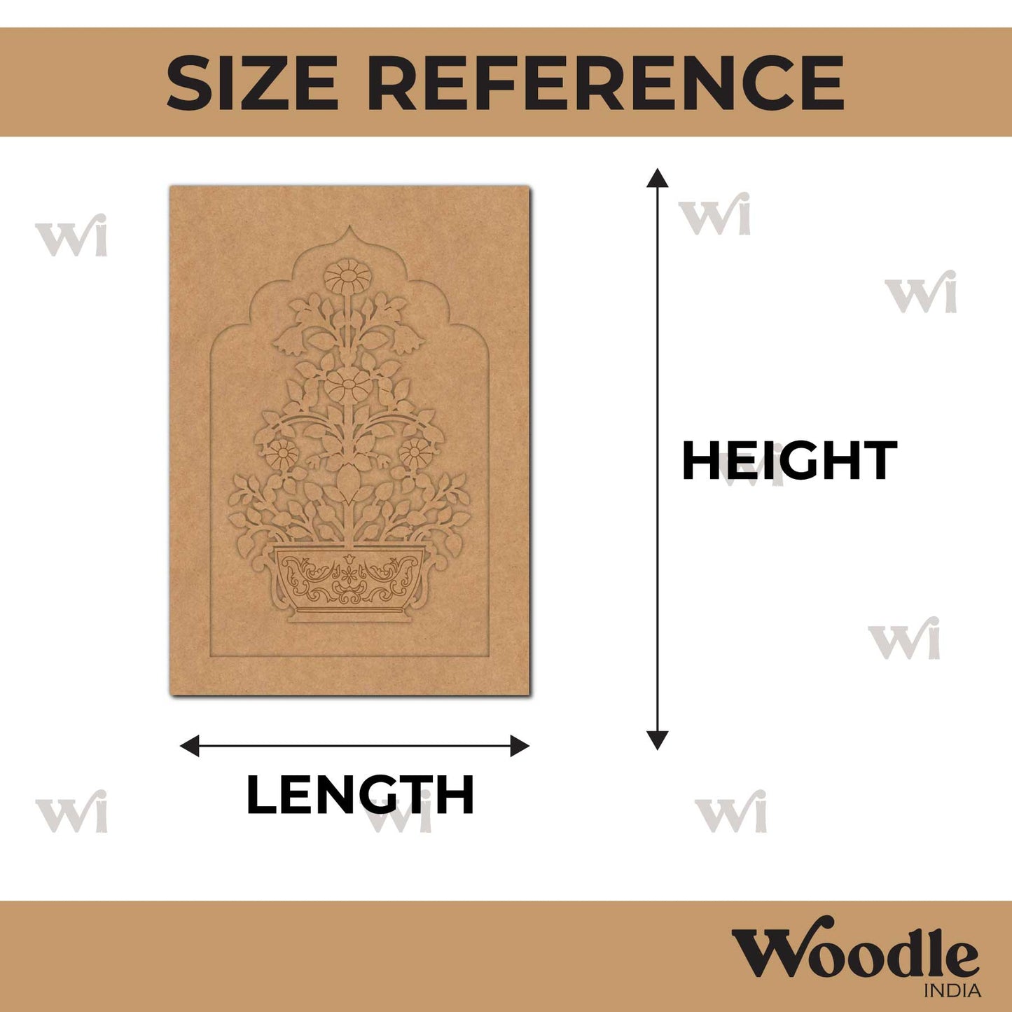 Flower Vase Motif Jharokha Pre Marked MDF Design 1