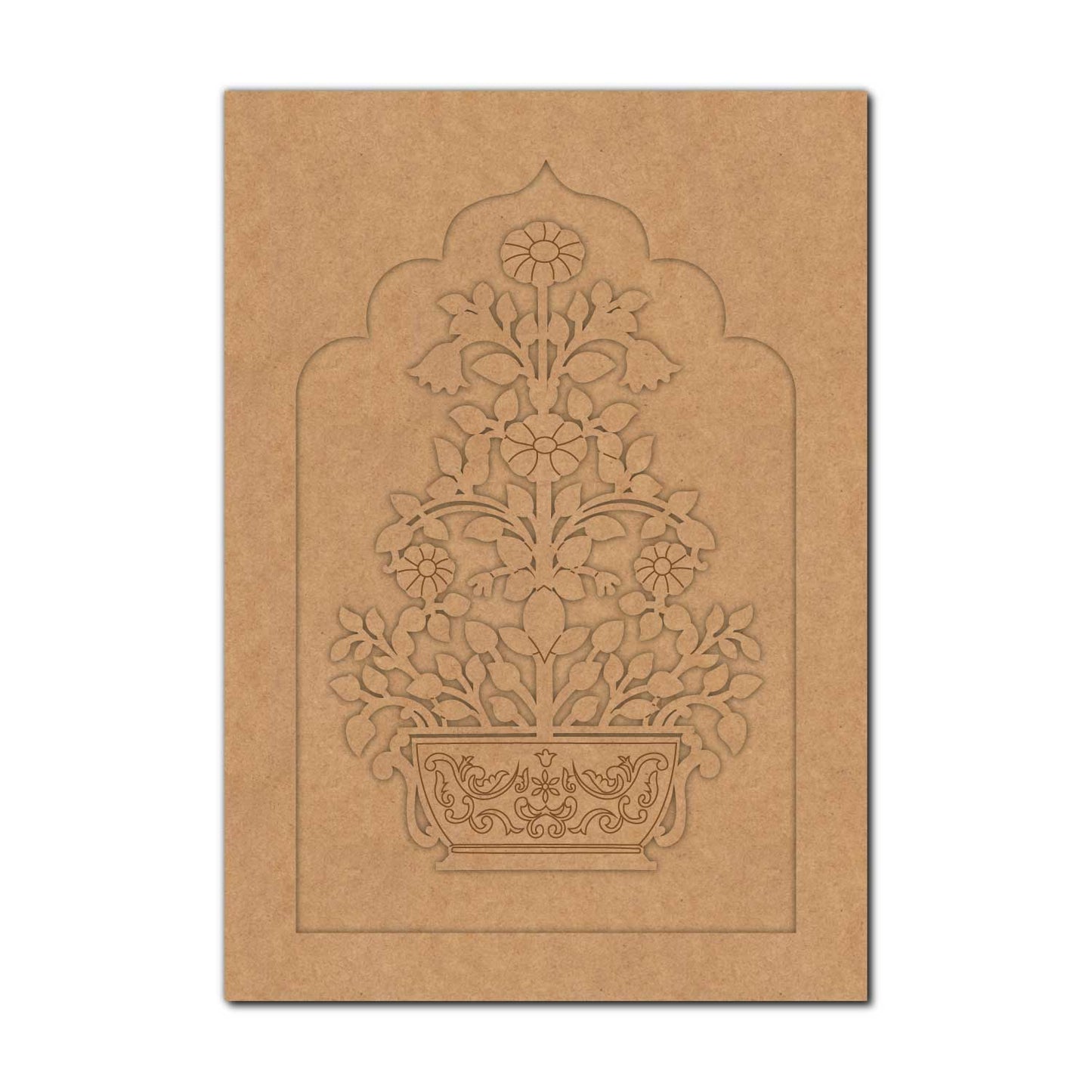 Flower Vase Motif Jharokha Pre Marked MDF Design 1