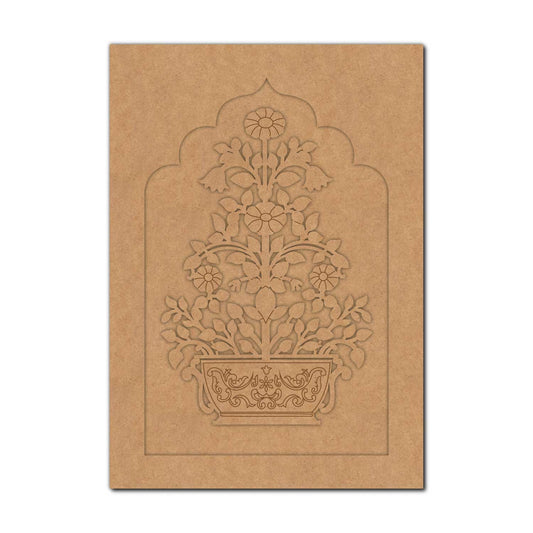 Flower Vase Motif Jharokha Pre Marked MDF Design 1