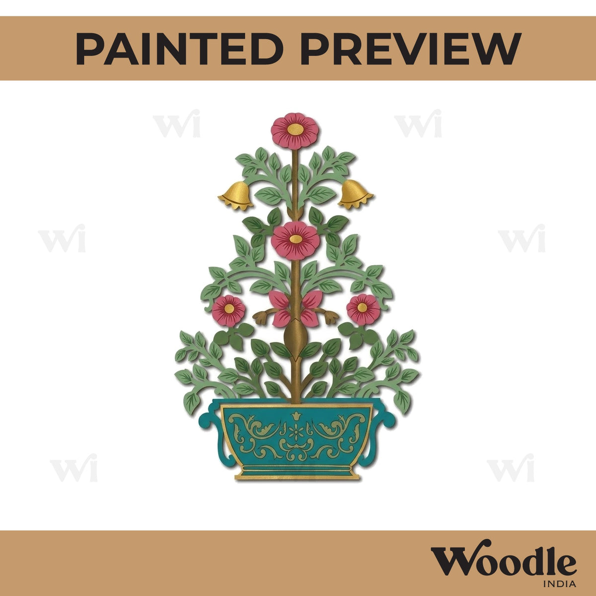 Flower Vase Motif Pre Marked MDF Design 1