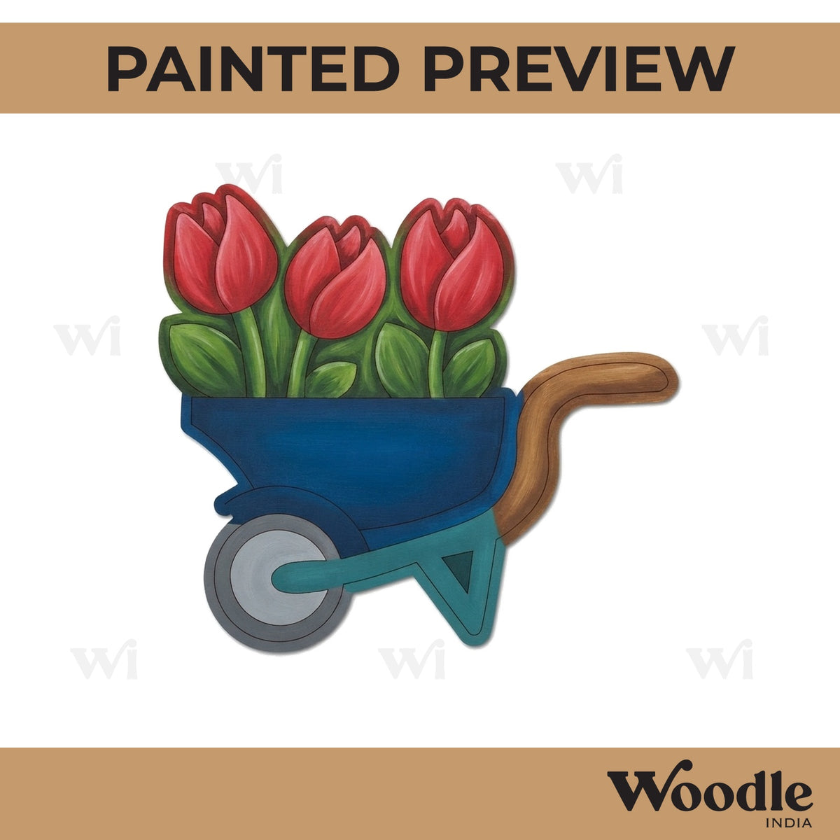 Flower Wheelbarrow Pre Marked MDF Design 1
