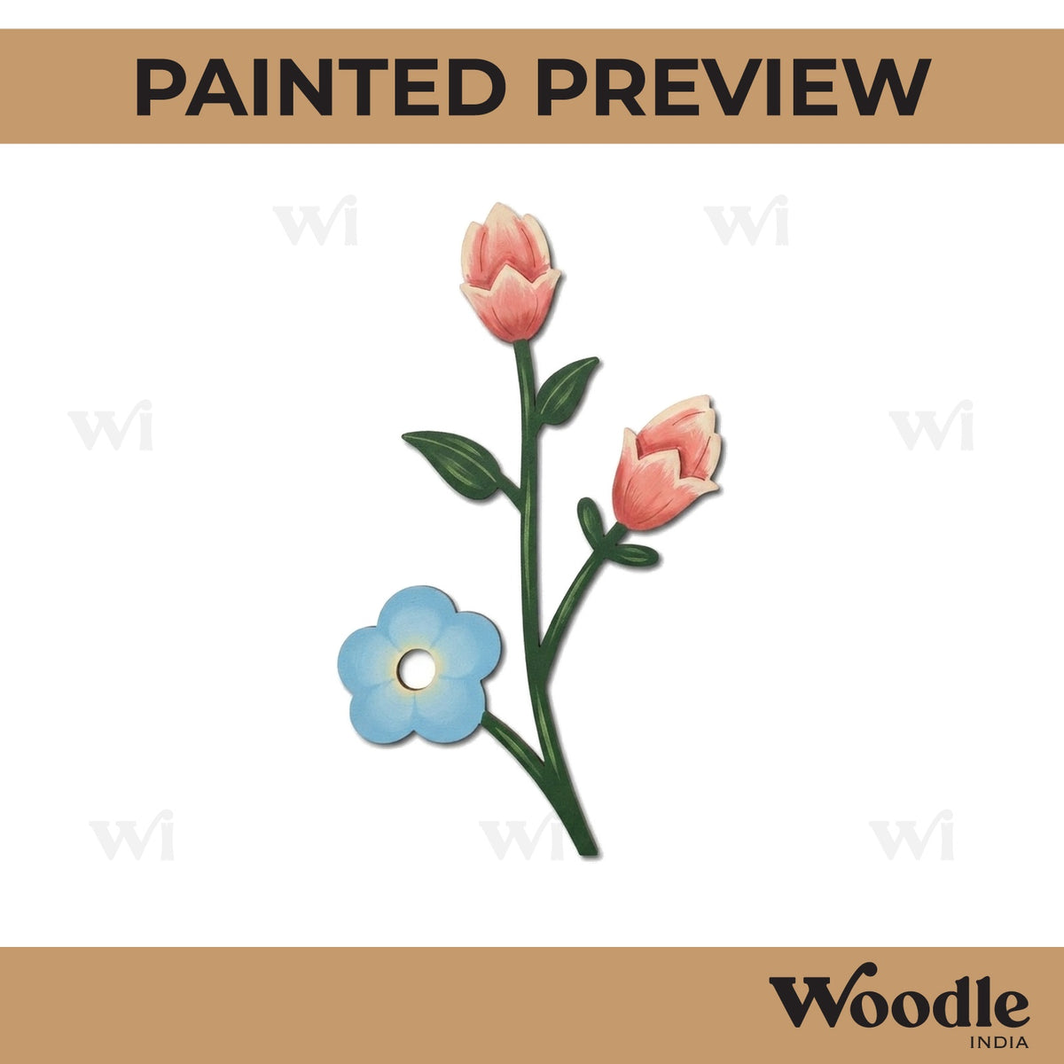 Flower With Leaves Pre Marked MDF Design 2