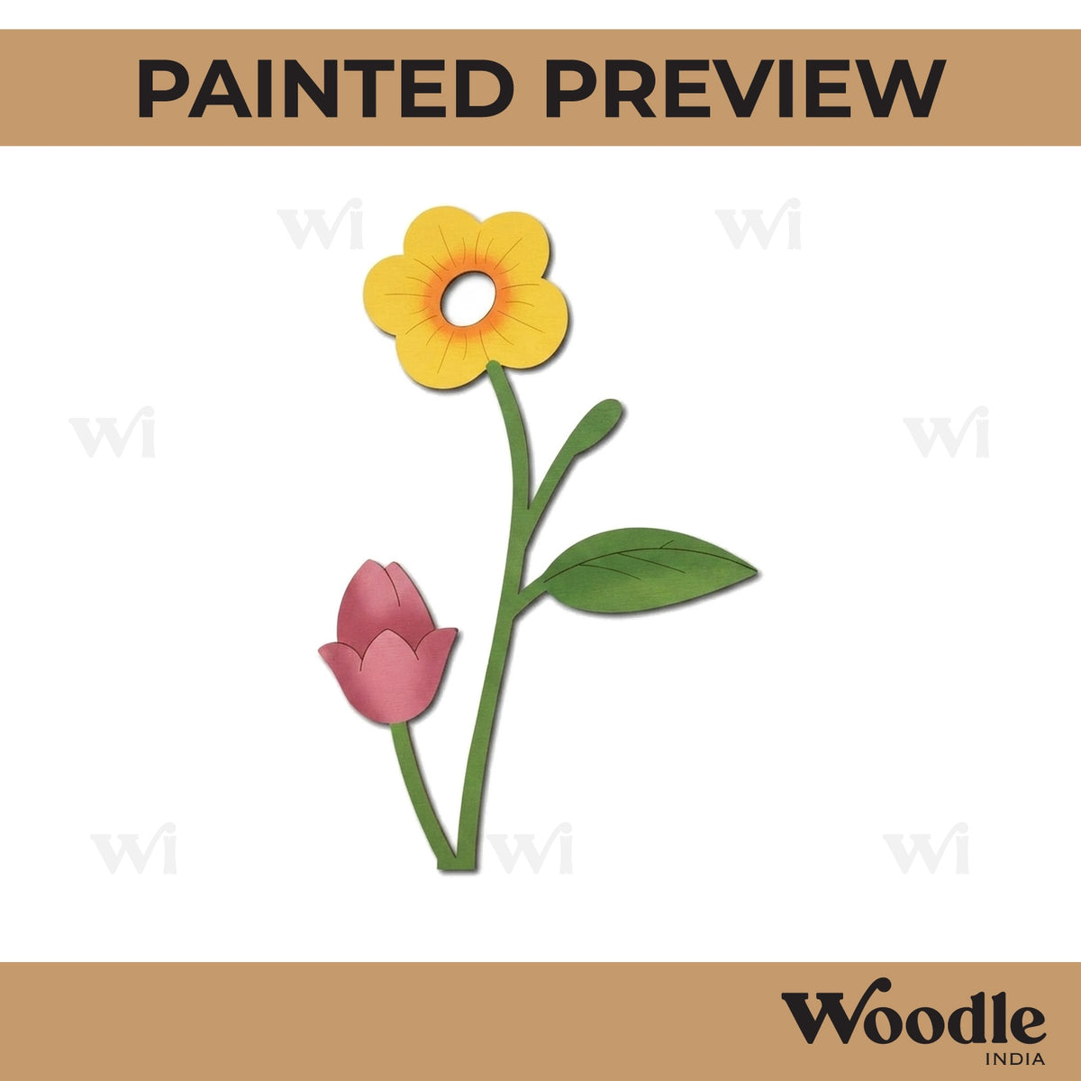 Flower With Leaves Pre Marked MDF Design 3