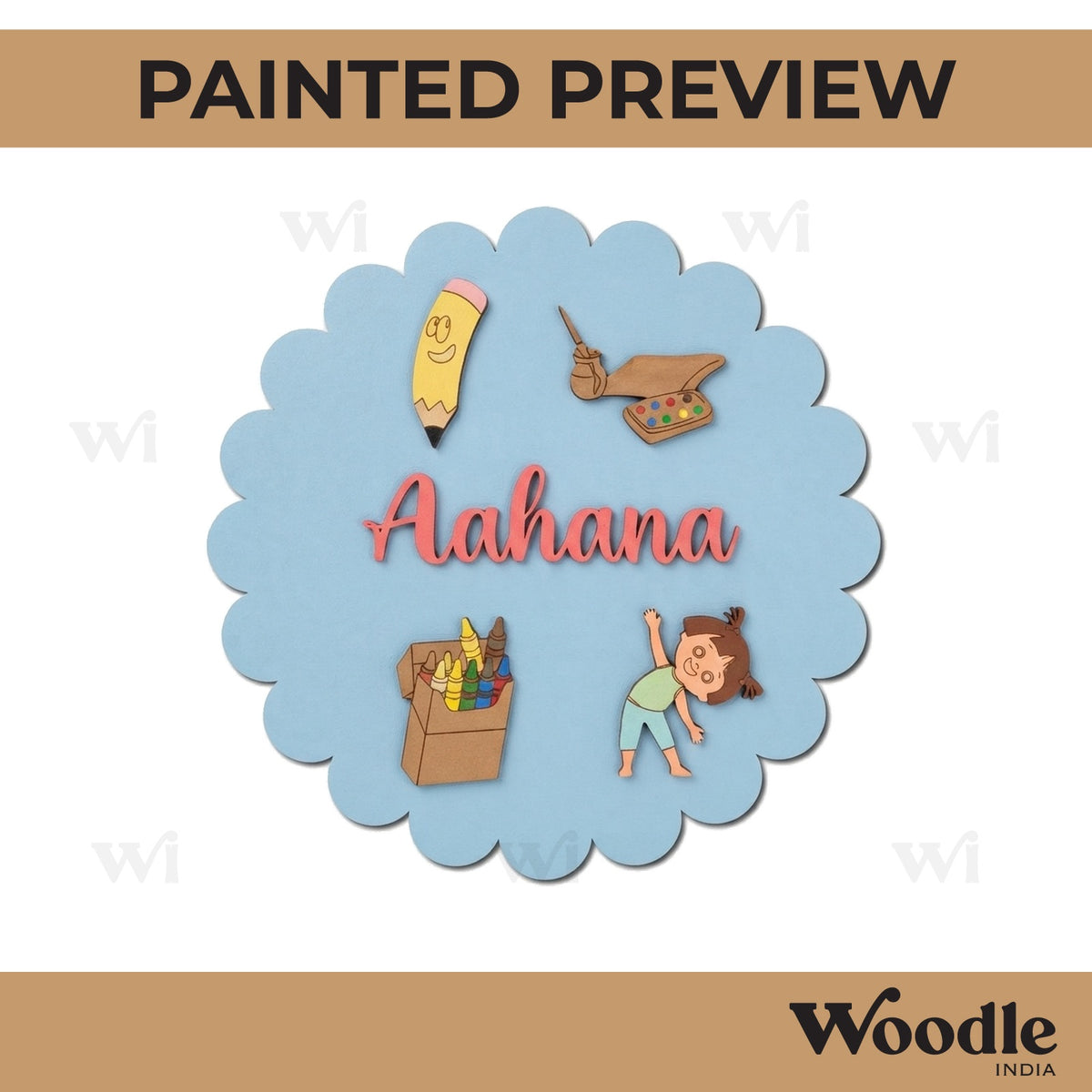 Flower Base Nameplate MDF Design 1