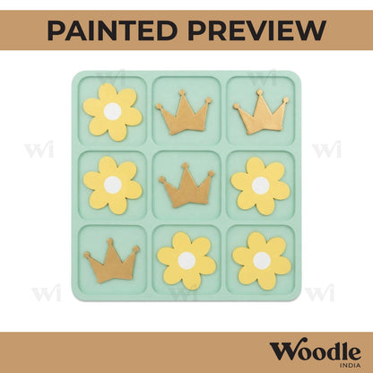 Flower Crown Tic Tac Toe Pre Marked MDF Design 1