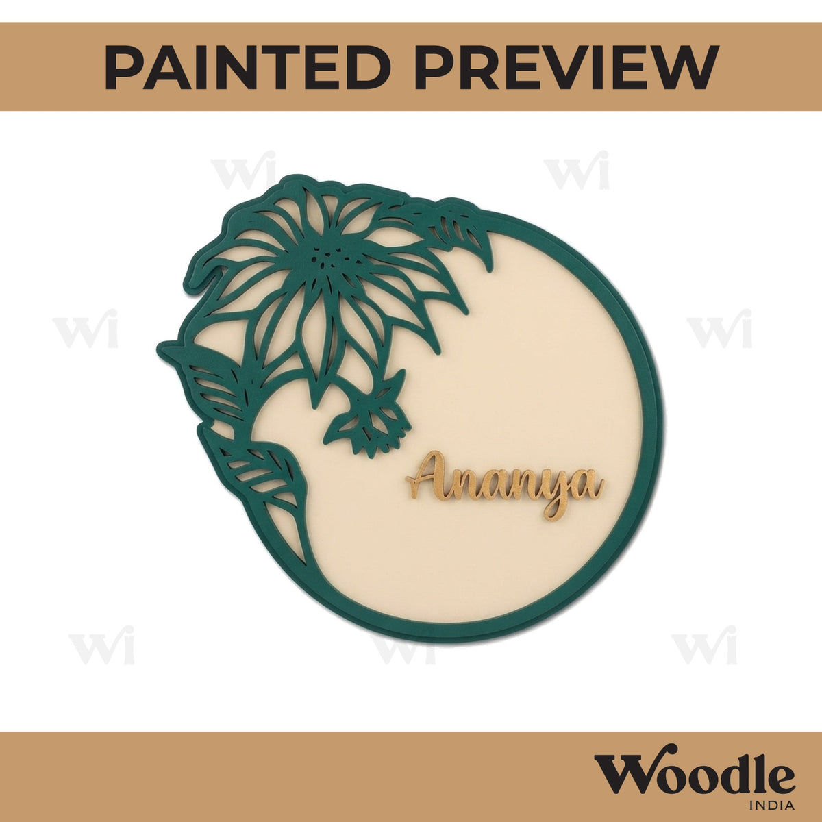 Flower Nameplate MDF Design 2