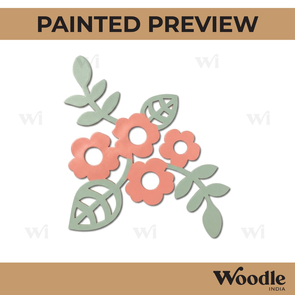 Flowers Corner Cutout MDF Design 1