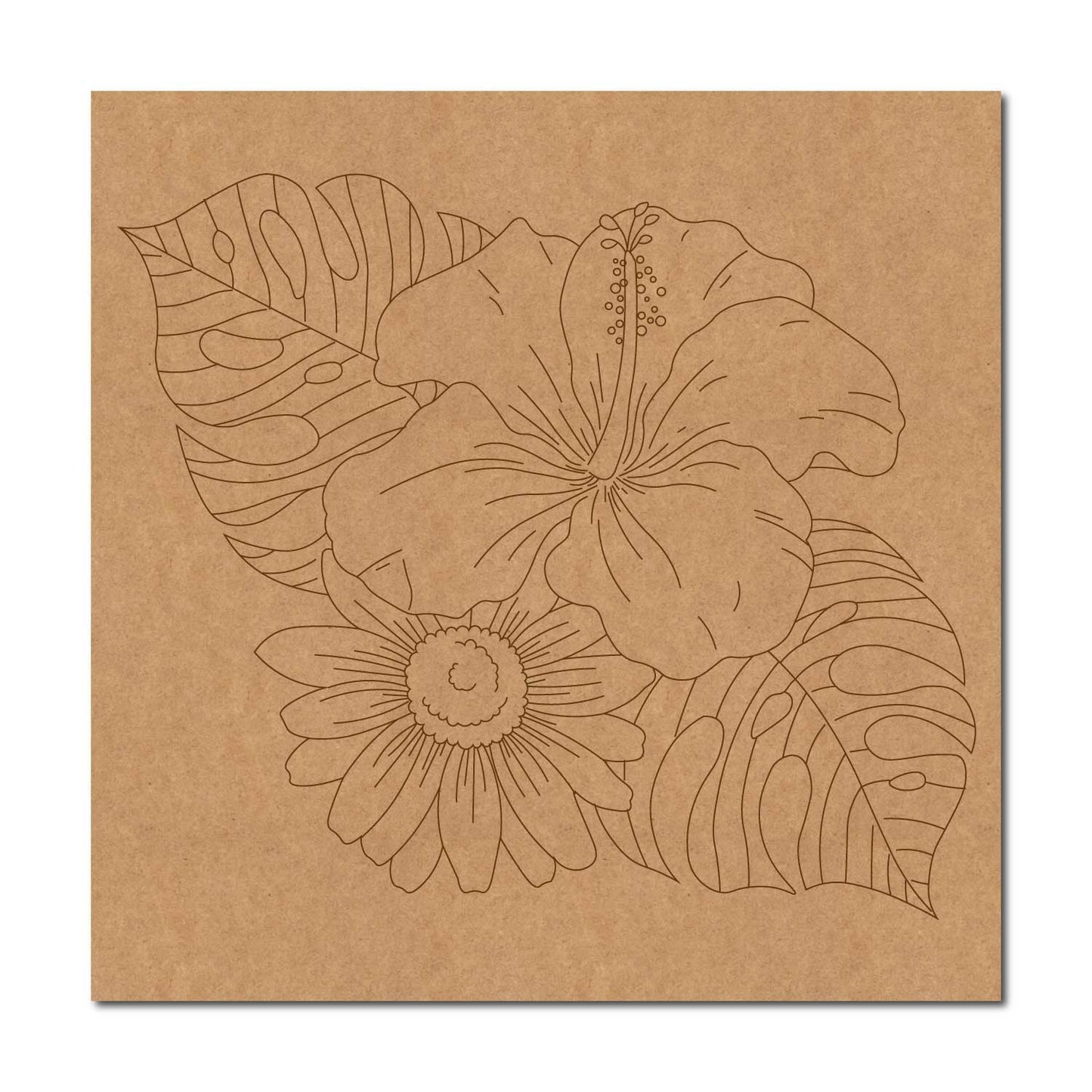 Flowers Leaves Pre Marked Base MDF Design 1