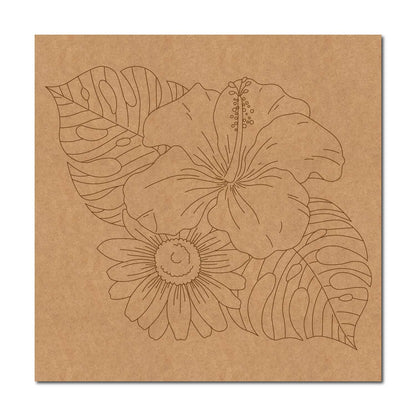 Flowers Leaves Pre Marked Base MDF Design 1