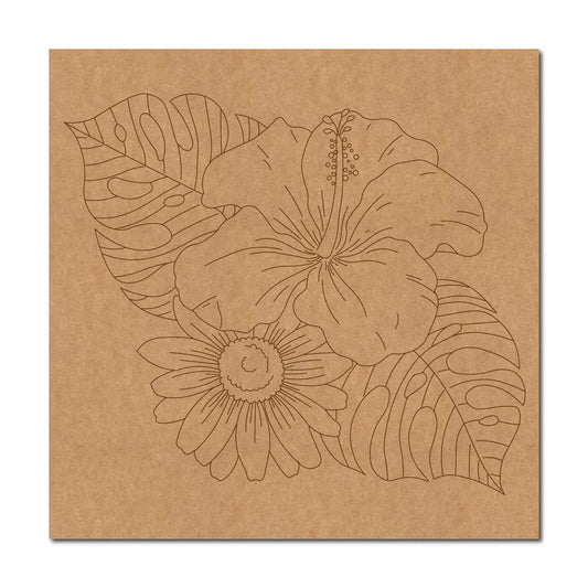 Flowers Leaves Pre Marked Base MDF Design 1