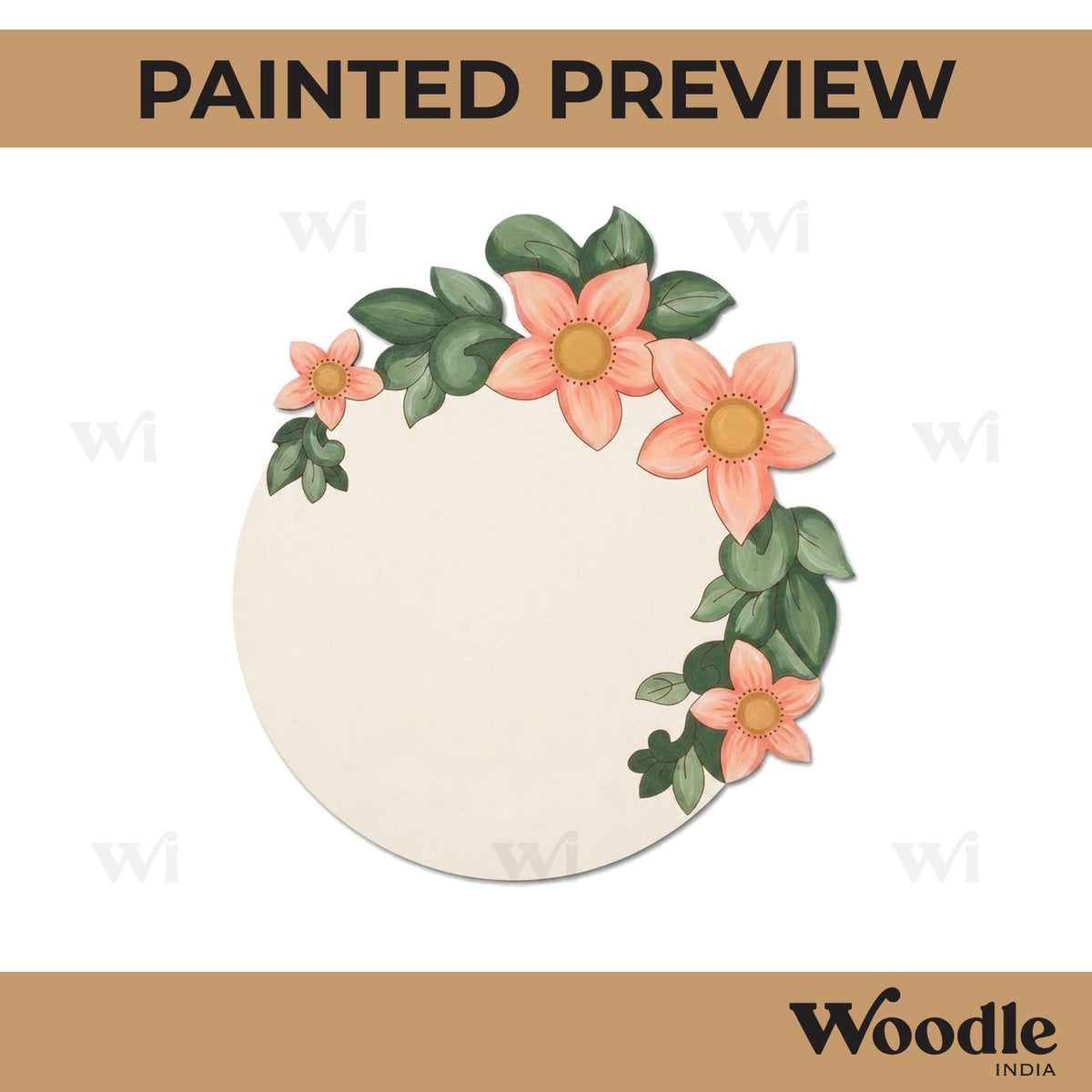 Flowers Pre Marked Round Base MDF Design 1