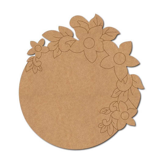 Flowers Pre Marked Round Base MDF Design 1