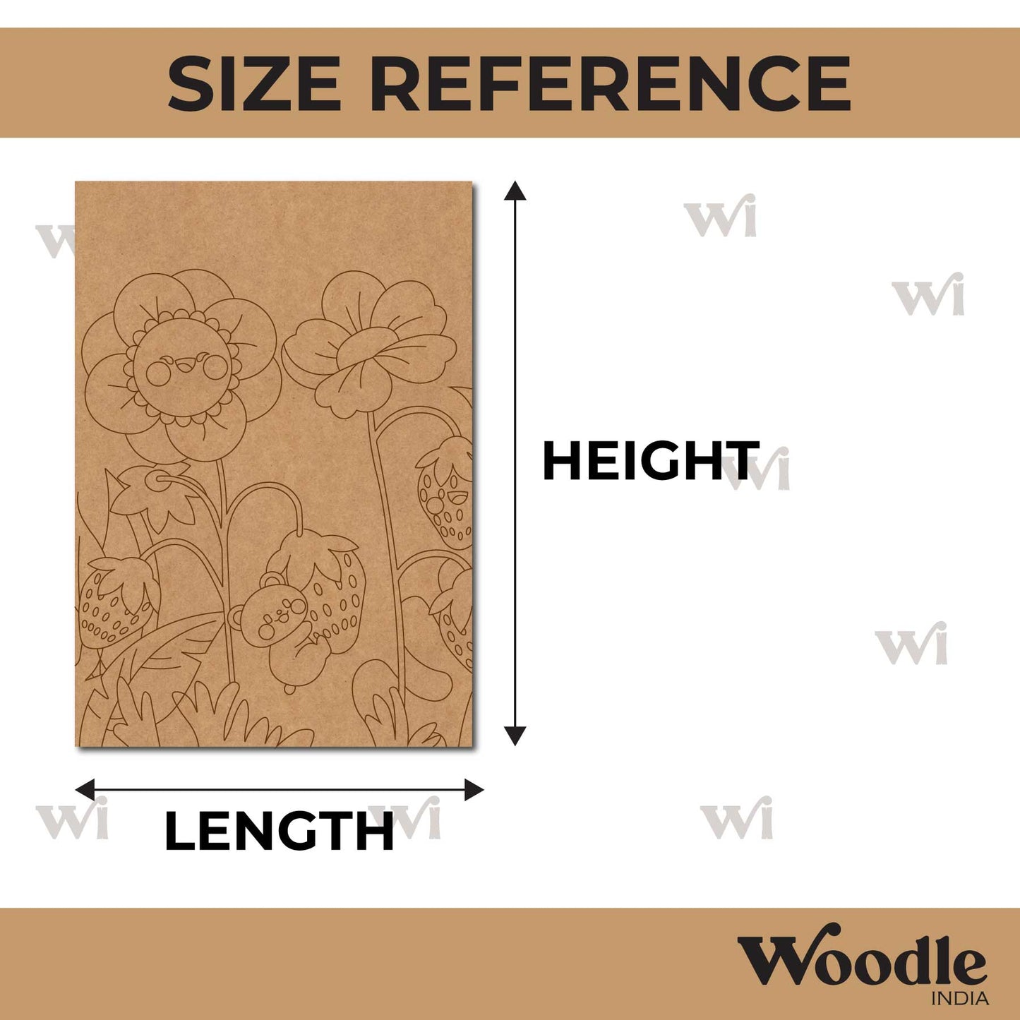Flowers Strawberries Garden Pre Marked Rectangle MDF Design 1
