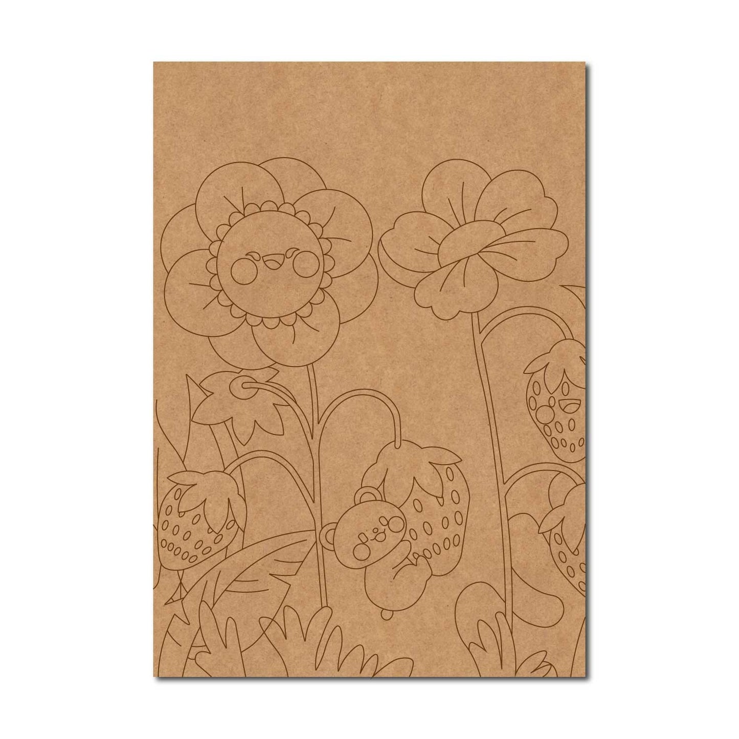 Flowers Strawberries Garden Pre Marked Rectangle MDF Design 1
