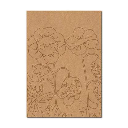 Flowers Strawberries Garden Pre Marked Rectangle MDF Design 1