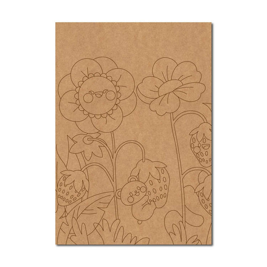 Flowers Strawberries Garden Pre Marked Rectangle MDF Design 1