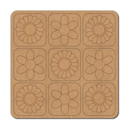 Flowers Tic Tac Toe Pre Marked MDF Design 1