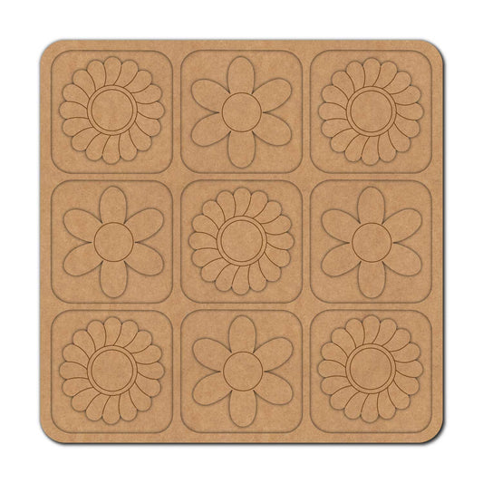 Flowers Tic Tac Toe Pre Marked MDF Design 1