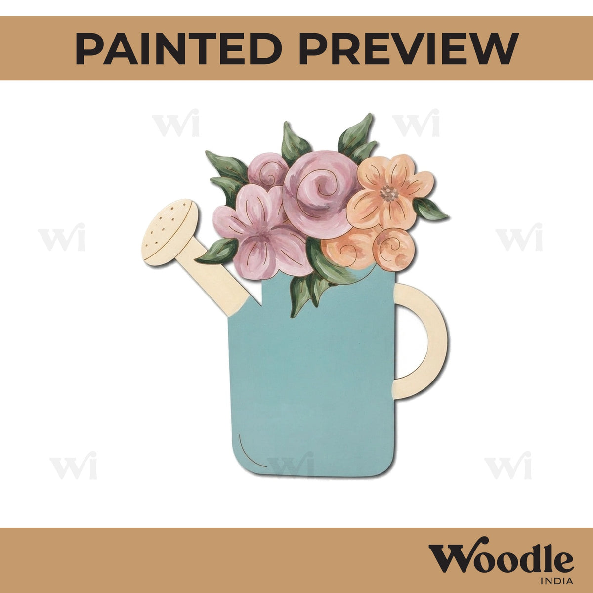 Flowers Watering Can Pre Marked MDF Design 1