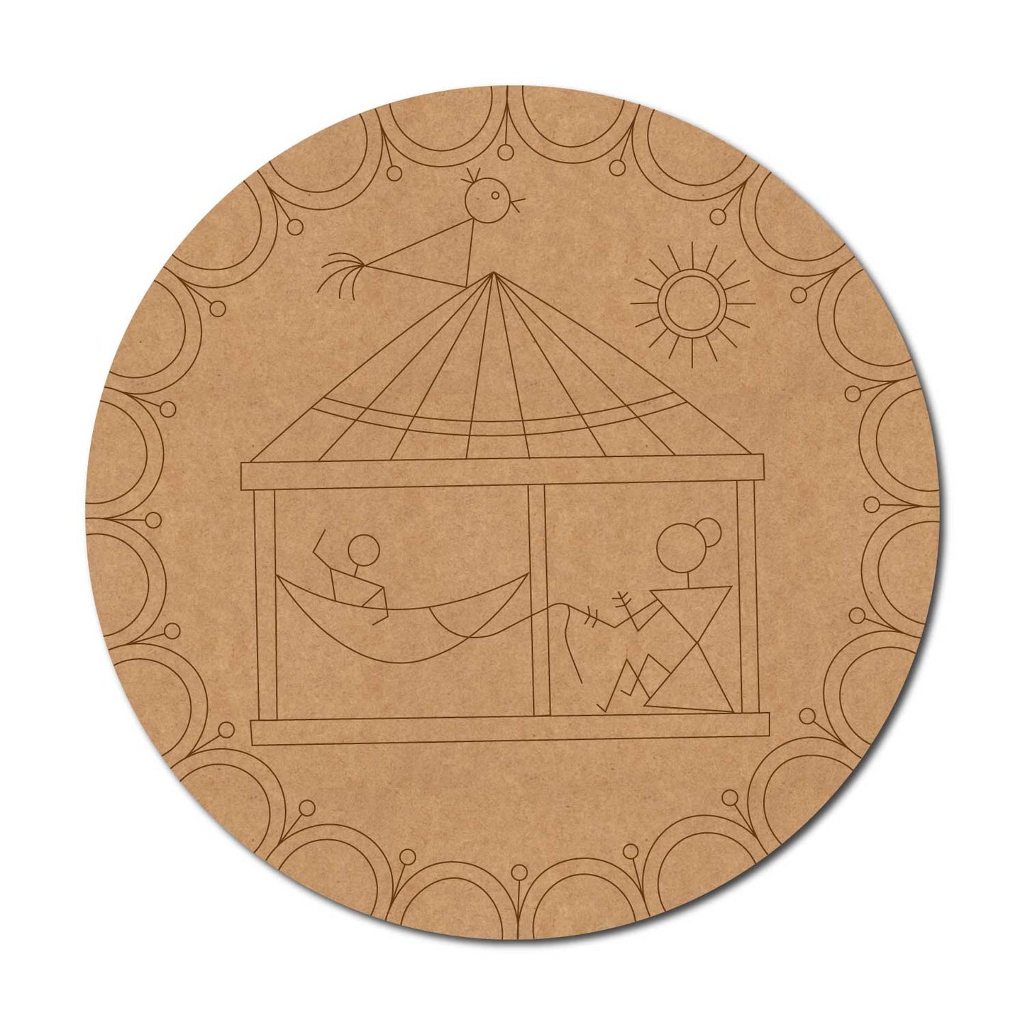 Folk Art Pre Marked Round MDF Design 1
