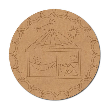 Folk Art Pre Marked Round MDF Design 1