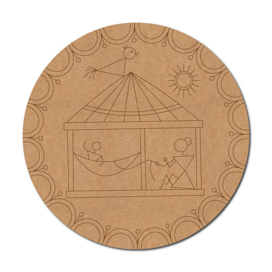 Folk Art Pre Marked Round MDF Design 1