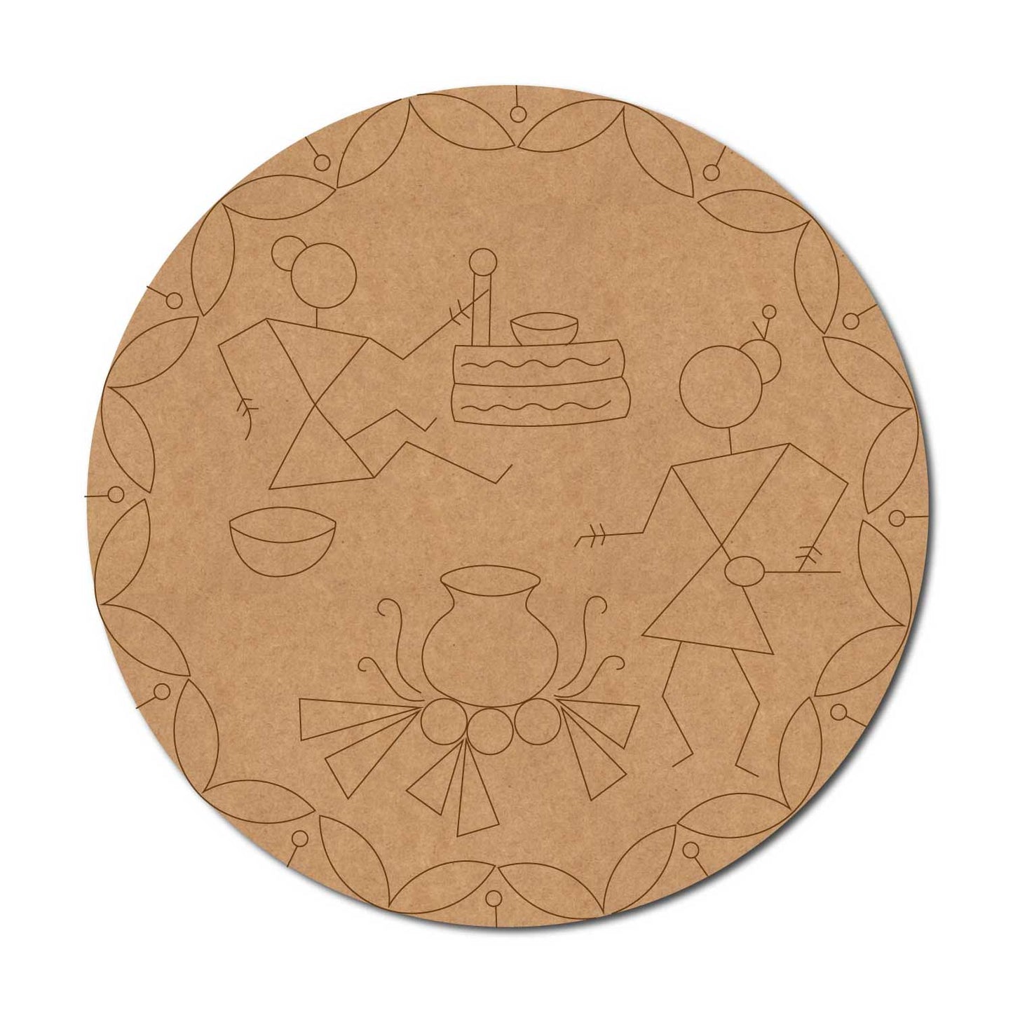 Folk Art Pre Marked Round MDF Design 2