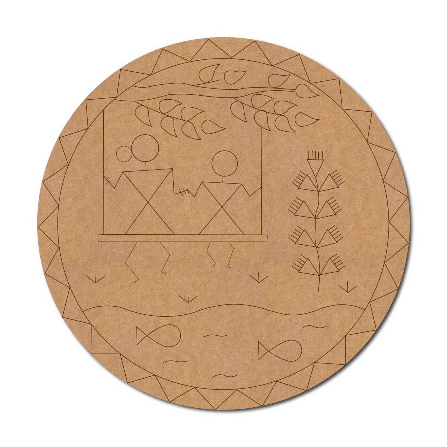 Folk Art Pre Marked Round MDF Design 3