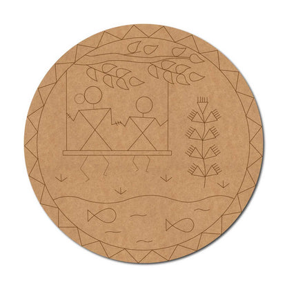 Folk Art Pre Marked Round MDF Design 3