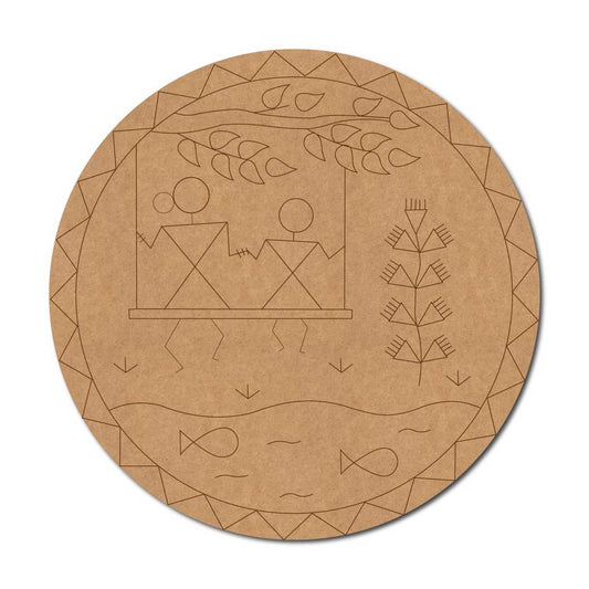 Folk Art Pre Marked Round MDF Design 3