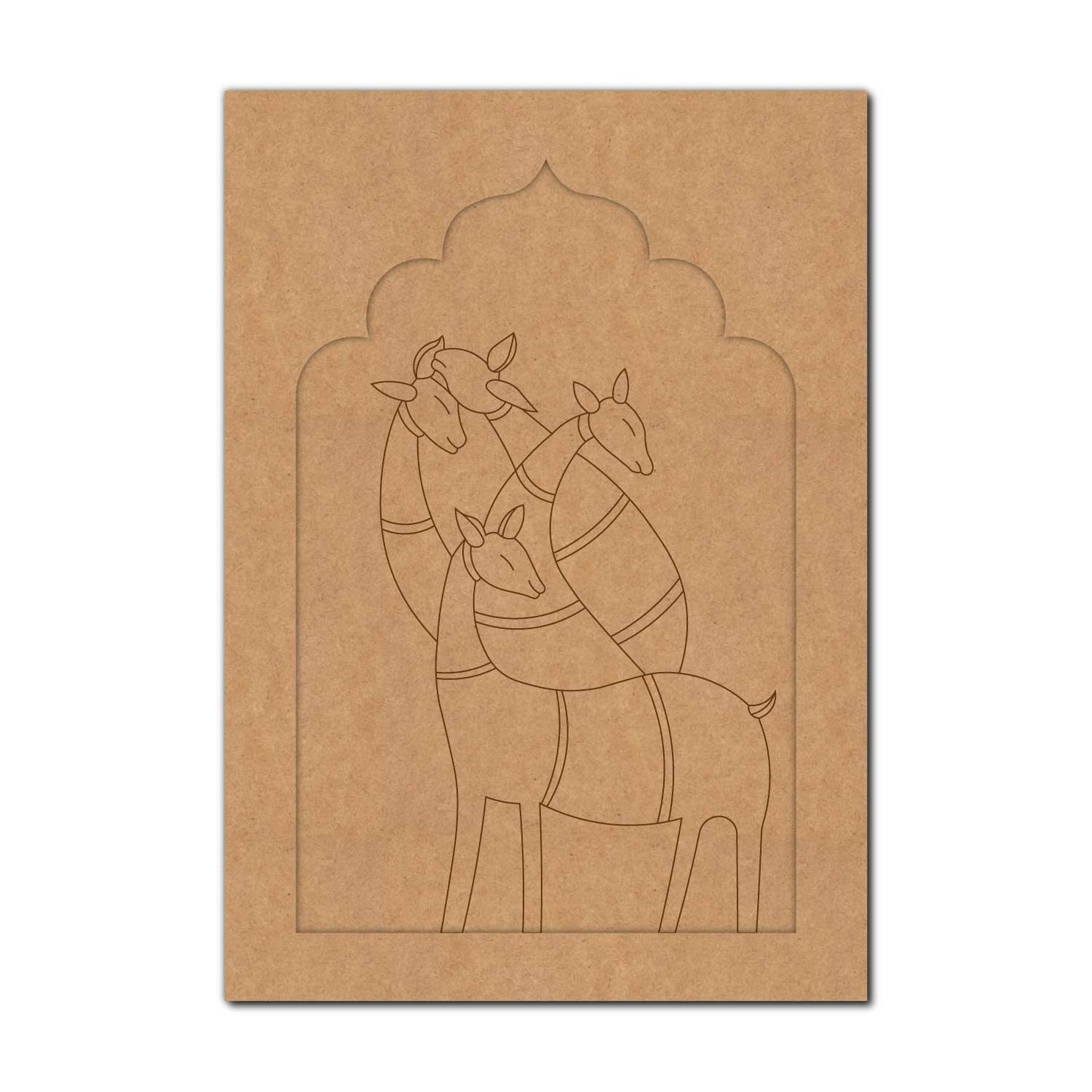 Folk Deer Family Jharokha Pre Marked MDF Design 1