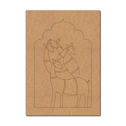 Folk Deer Family Jharokha Pre Marked MDF Design 1