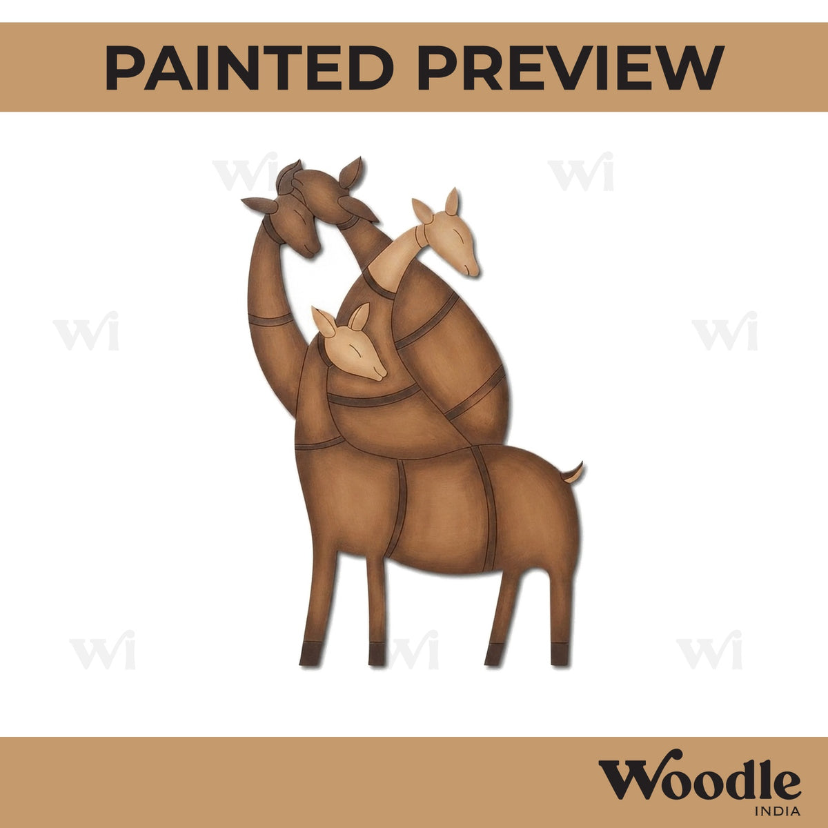 Folk Deer Family Pre Marked MDF Design 1