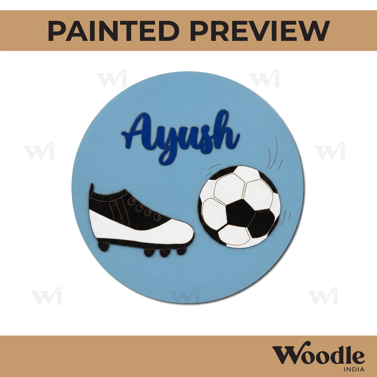 Football Round Nameplate MDF Design 1