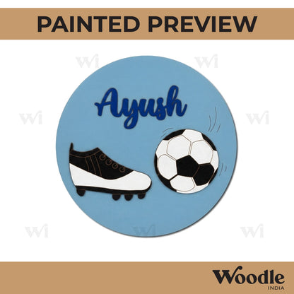 Football Round Nameplate MDF Design 1