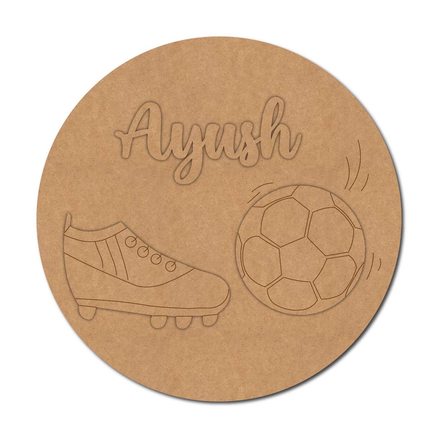 Football Round Nameplate MDF Design 1