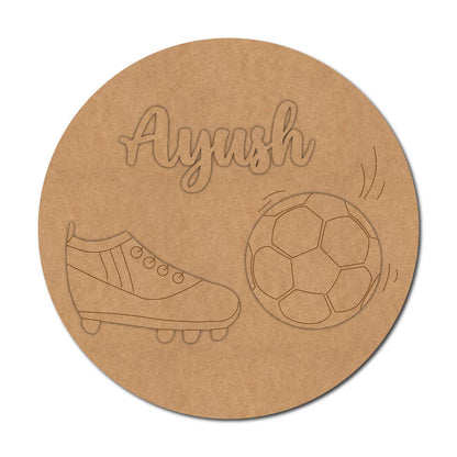 Football Round Nameplate MDF Design 1