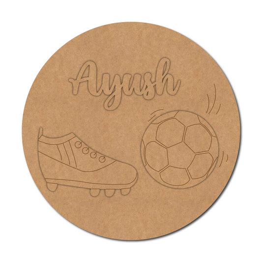 Football Round Nameplate MDF Design 1