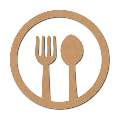 Fork Spoon Round Cutout MDF Design 1