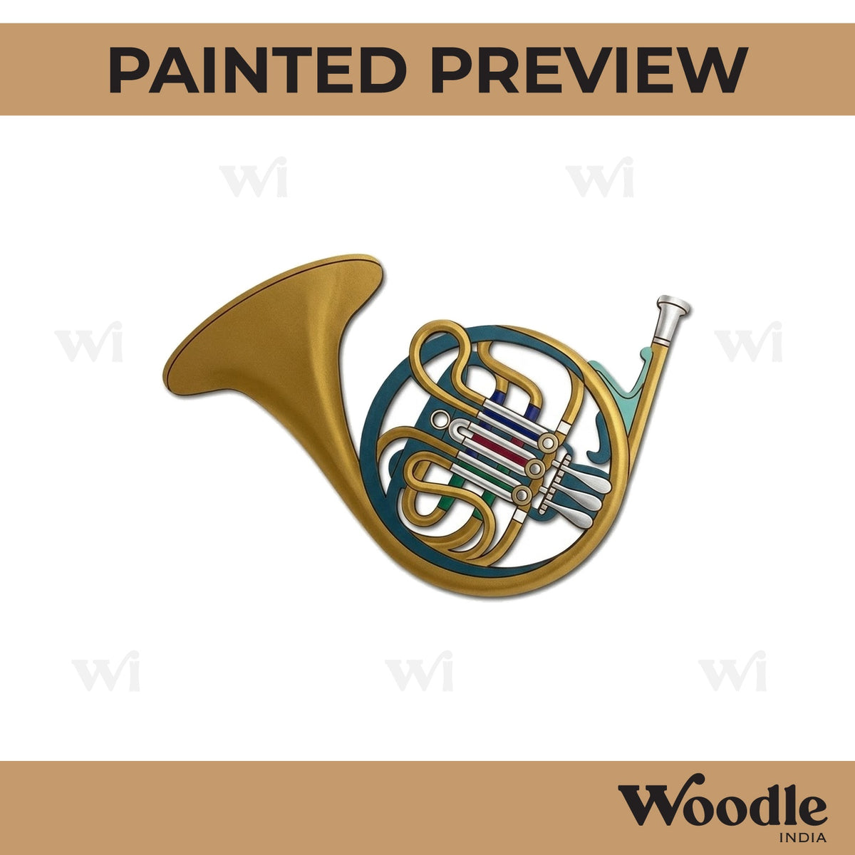 French Horn Music Instrument Cutout MDF Design 1