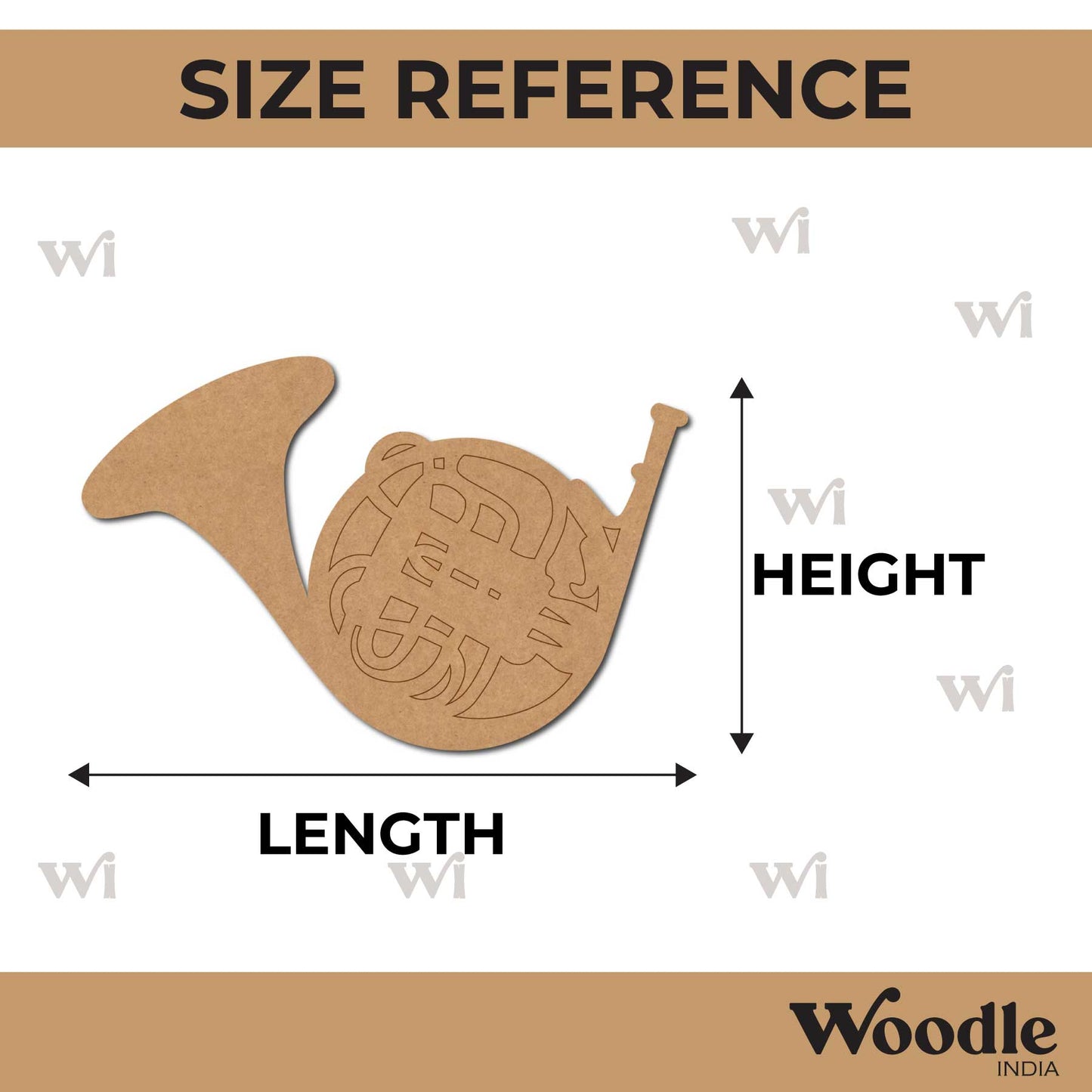 French Horn Music Instrument Cutout MDF Design 1