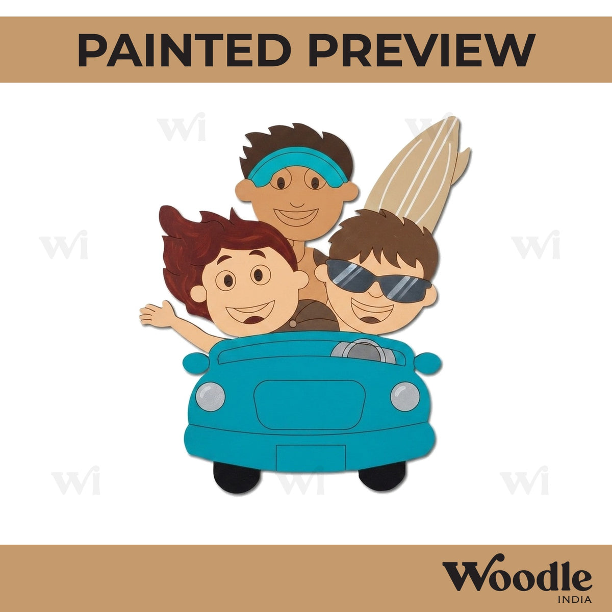 Friends In A Car Pre Marked MDF Design 1