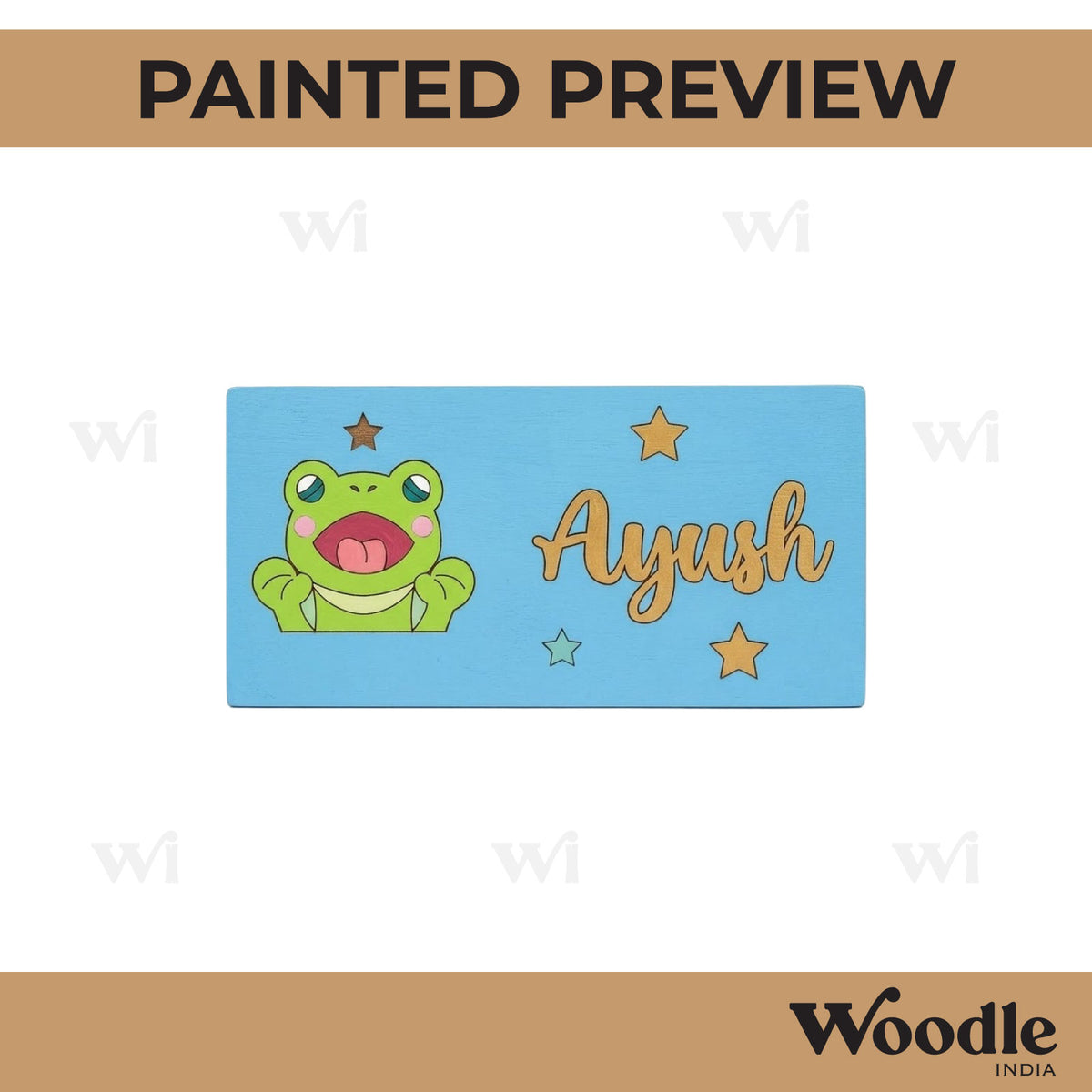 Frog Kids Nameplate MDF Design 1