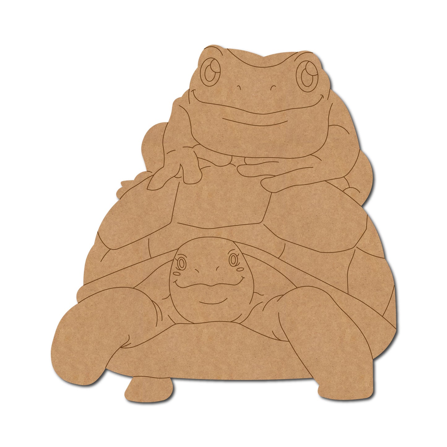 Frog On Tortoise Pre Marked MDF Design 1