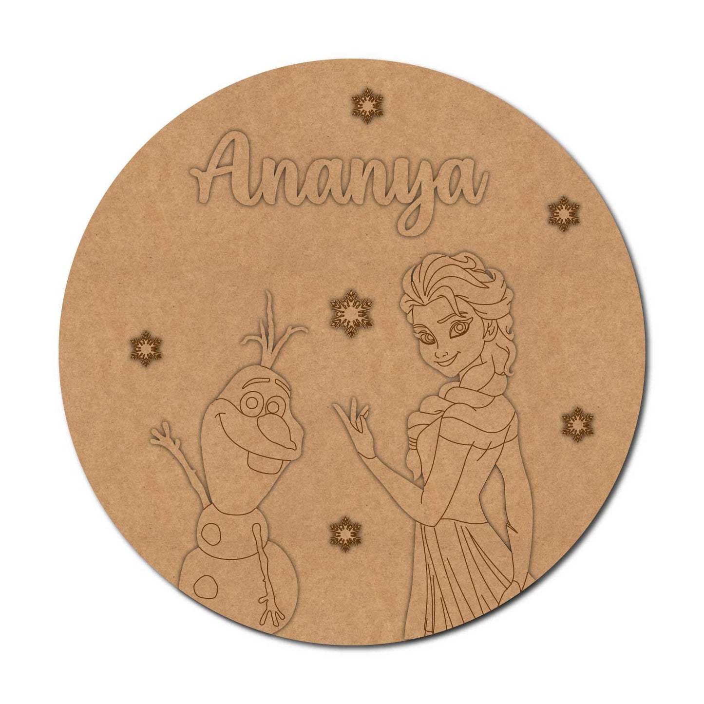 Frozen Theme Nameplate MDF Design 1