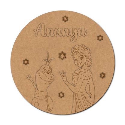 Frozen Theme Nameplate MDF Design 1