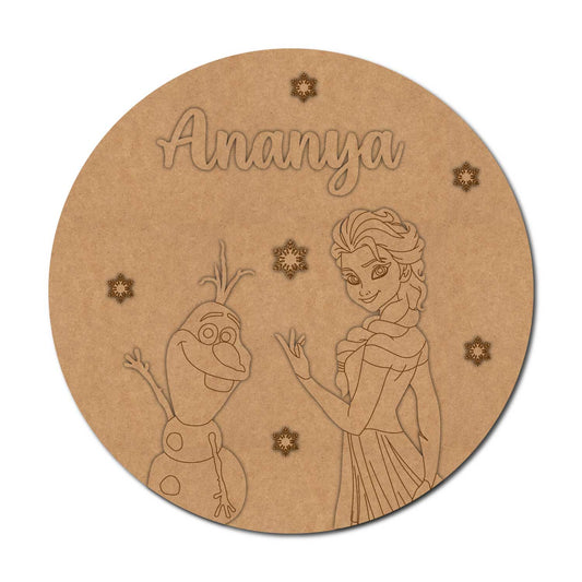 Frozen Theme Nameplate MDF Design 1