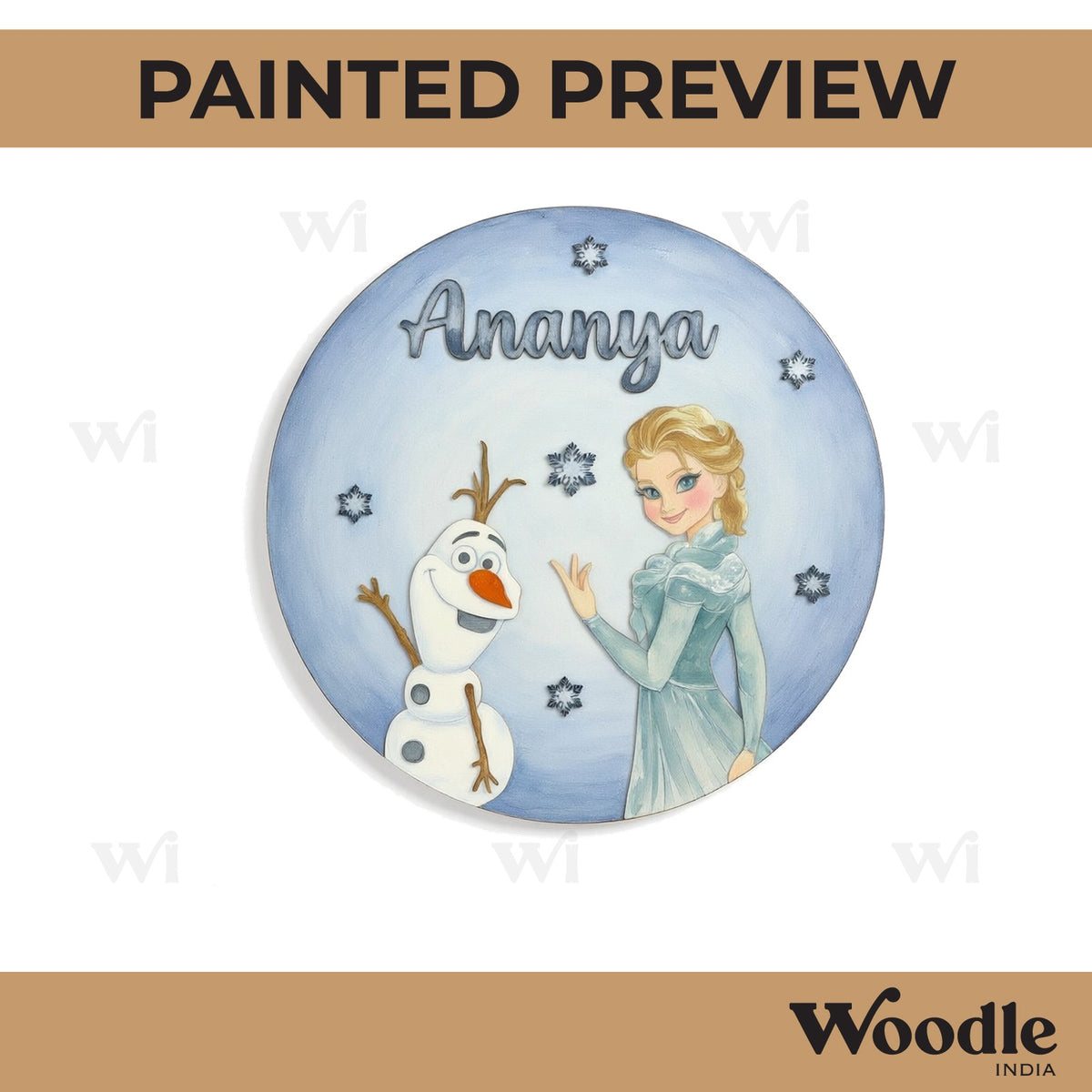 Frozen Theme Nameplate MDF Design 1